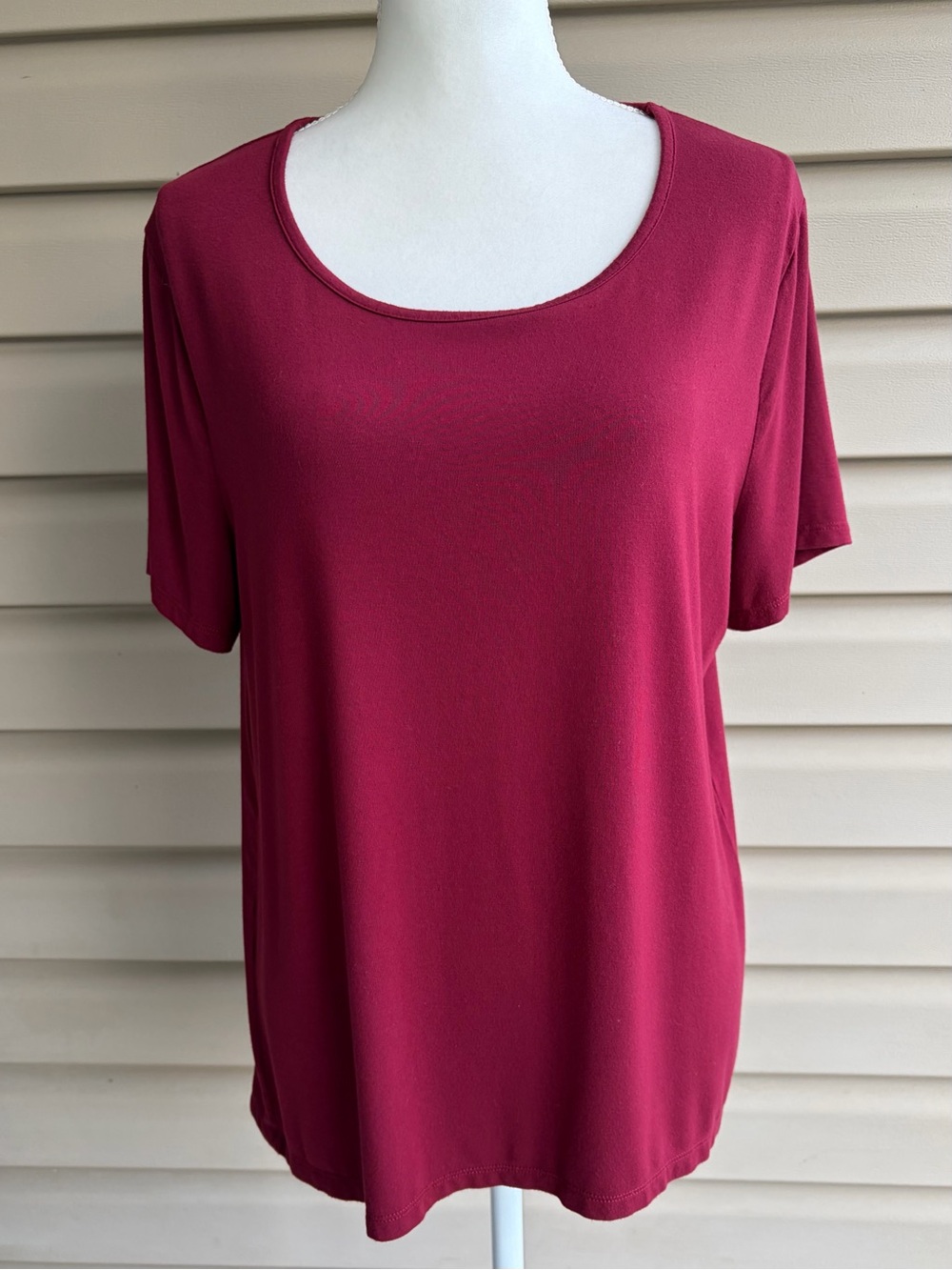 •J.Crew• Burgundy Short Sleeve Scoop Neck Top - Size XL